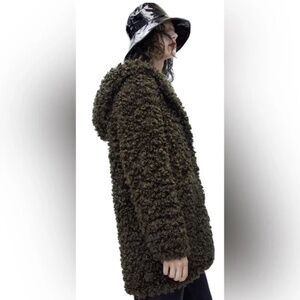 Zara Shag Wooly Winter Hood Coat EC